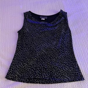 Alex Evenings Black Sleeveless Metallic Print Top | Size M